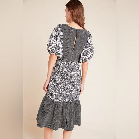 Anthropologie Blooming print Adrienne Flounced Cotton Floral Midi Dress NWT - Picture 12 of 12